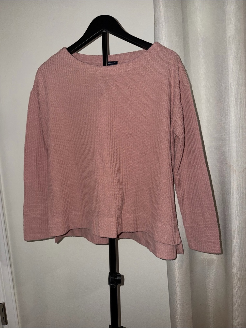 Splendid Waffle Knit Sweater M Medium Dusty Pink Long Sleeve Soft Cozy Top
